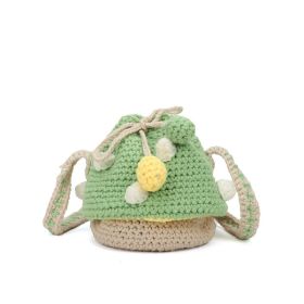 New Handwoven Woolen Cute Mushroom Crossbody Bag (Option: Green-Finished product)