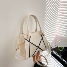 Large Capacity Casual Shoulder Portable Trendy Women Classy Tote Bag (Color: Beige)
