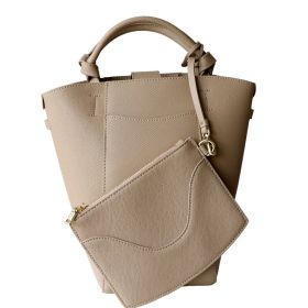 Cowhide Shoulder Bag With Niche Design And Large Capacity (Option: Latte apricot-L)