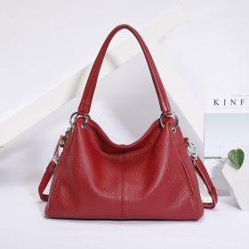 Fashion Genuine Leather Totes Lady Crossbody Bag Handbag (Color: Wine Red)