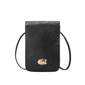 Printed Ladies Small Sweet One Shoulder Phone Bag (Color: Black)