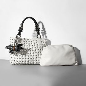 Fashion Women's Portable Shoulder Bag (Option: Off white-31x8x24cm)