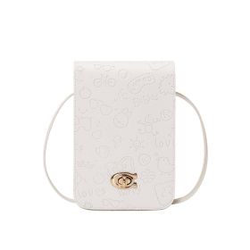 Printed Ladies Small Sweet One Shoulder Phone Bag (Color: White)