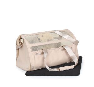 Cat And Dog Pet Bag Large Capacity Outdoor Portable (Color: Beige)