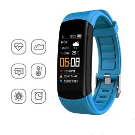 Adult sports silicone pedometer bracelet (Option: Light Blue)