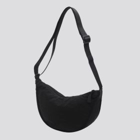 Women's Messenger Nylon Dumplings Shoulder Bag (Color: Black)