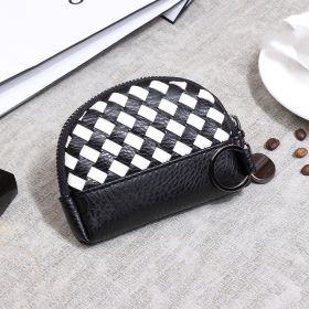Handwoven Women's Wallet With Minimalist Leather (Option: Black and white)