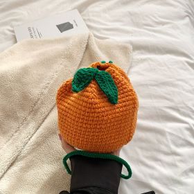 INS Pure Handmade Wool Hook Woven Bag For Children's Crossbody (Color: Orange)