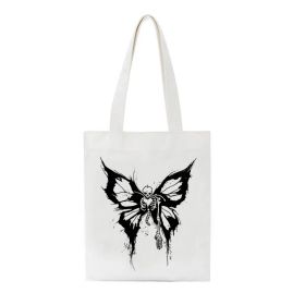 Printed Canvas One Shoulder Portable Shopping Bag (Option: Style D)