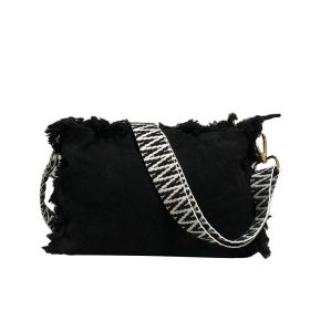 Vintage Embroidery Artistic Girls' Shoulder Bag (Color: Black)