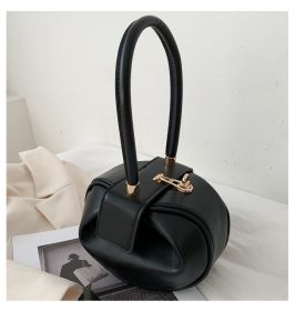 One Shoulder Crossbody Bag Soft Face Small Round Ball Shaped (Color: Black)