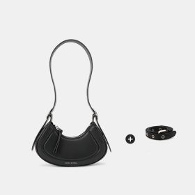 New Female Green Niche One Shoulder Crossbody Crescent Bag (Color: Black)