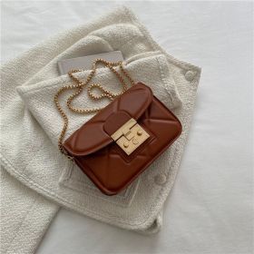 Versatile Chain Crossbody Bag Advanced Texture (Color: Brown)