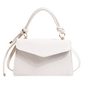 Versatile Triangle Cover Striped Small Square Bag (Color: White)