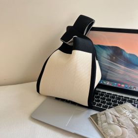 New Women's Ins Dual Color Wool Knitted Shoulder Bag (Option: 01black and white)