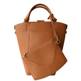 Cowhide Shoulder Bag With Niche Design And Large Capacity (Option: Chestnut-L)