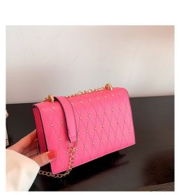 Design Fashion Diamond Chain Shoulder Messenger Bag (Color: Pink)