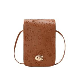 Printed Ladies Small Sweet One Shoulder Phone Bag (Color: Brown)