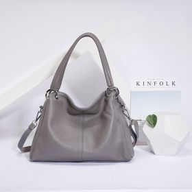 Fashion Genuine Leather Totes Lady Crossbody Bag Handbag (Color: Light Grey)