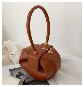 One Shoulder Crossbody Bag Soft Face Small Round Ball Shaped (Color: Brown)