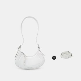 New Female Green Niche One Shoulder Crossbody Crescent Bag (Color: Beige)
