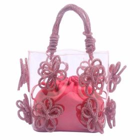 New Women's Diamond Inlaid Rhinestone Flower Handbag (Option: Cherry pink)