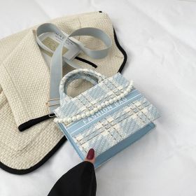 Plaid Beaded Printed Fashion Crossbody Square Bag (Option: Blue Plaid)