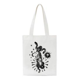 Printed Canvas One Shoulder Portable Shopping Bag (Option: Style E)