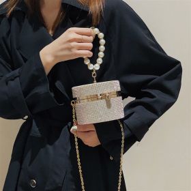 Fashion Pearl Portable Bucket Bag (Color: Silver)