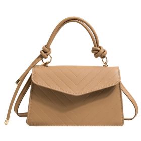 Versatile Triangle Cover Striped Small Square Bag (Color: Khaki)