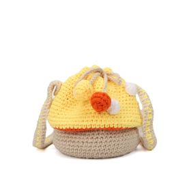 New Handwoven Woolen Cute Mushroom Crossbody Bag (Option: Yellow-Finished product)