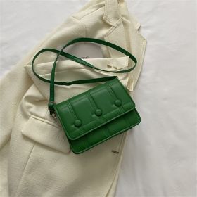 Simple Shoulder Crossbody Solid Color Casual Line Pressing Small Square Bag (Color: Green)