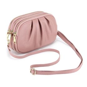 Versatile Pleated Bag With Soft Leather And Large Capacity (Color: Pink)
