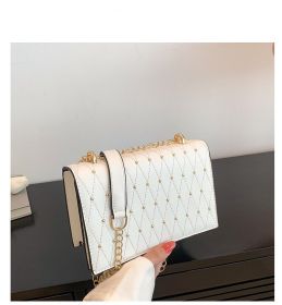 Design Fashion Diamond Chain Shoulder Messenger Bag (Color: White)