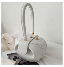 One Shoulder Crossbody Bag Soft Face Small Round Ball Shaped (Color: White)