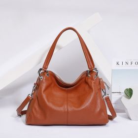 Fashion Genuine Leather Totes Lady Crossbody Bag Handbag (Color: Brown)