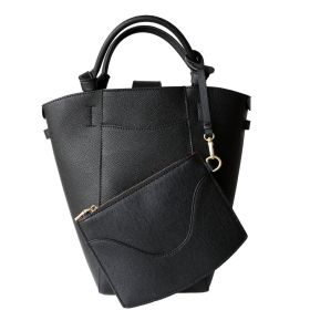 Cowhide Shoulder Bag With Niche Design And Large Capacity (Option: Black-L)