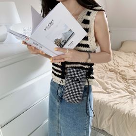 Houndstooth Pattern Shoulder Messenger Bag (Option: Little Thousand Bird White)