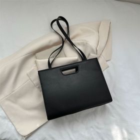 Fashion Casual Solid Color Crossbody Retro Tote Bag (Color: Black)