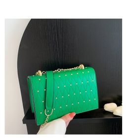 Design Fashion Diamond Chain Shoulder Messenger Bag (Color: Green)