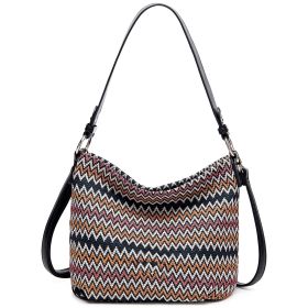 New Women's Vintage Plaid Shoulder Bag Fashion Crossbody Bag (Color: Black)