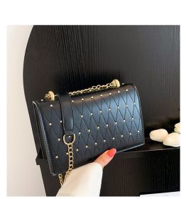 Design Fashion Diamond Chain Shoulder Messenger Bag (Color: Black)