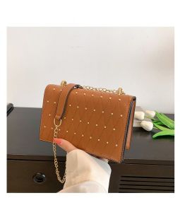 Design Fashion Diamond Chain Shoulder Messenger Bag (Color: Brown)