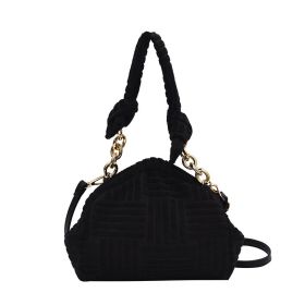 Luxury Towel Pattern Women New Fashion Plush Triangle Clip Handbag (Color: Black)