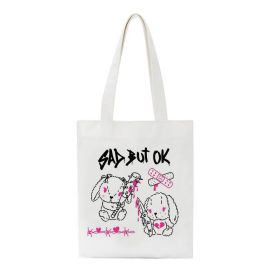 Printed Canvas One Shoulder Portable Shopping Bag (Option: Style B)