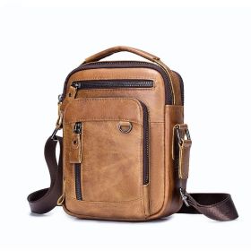 Multifunctional Leather Men's Crossbody Bag On The First Floor (Color: Brown)