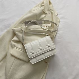 Simple Shoulder Crossbody Solid Color Casual Line Pressing Small Square Bag (Color: White)