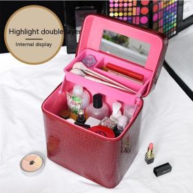 Storage Bag Skin Care Bag Cosmetic Case (Option: Wine Red Double Layer)