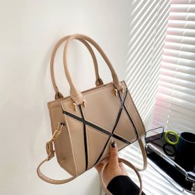 Large Capacity Casual Shoulder Portable Trendy Women Classy Tote Bag (Color: Khaki)