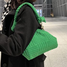 Luxury Towel Pattern Women New Fashion Plush Triangle Clip Handbag (Color: Green)